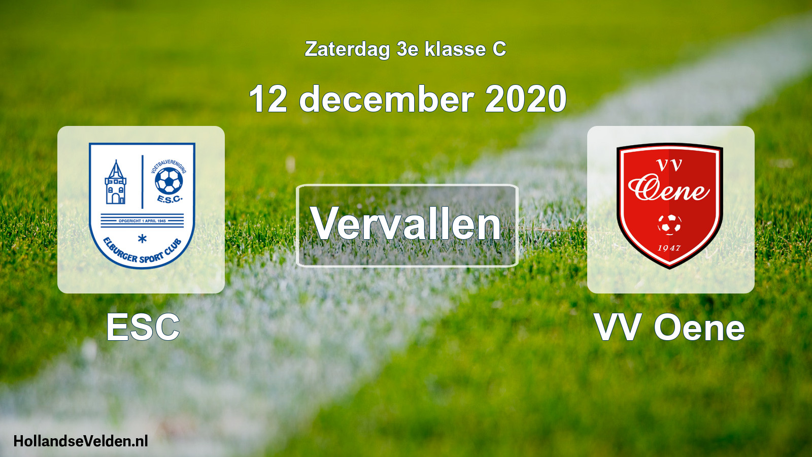 Scheduled Match: ESC - VV Oene (12 December 2020)
