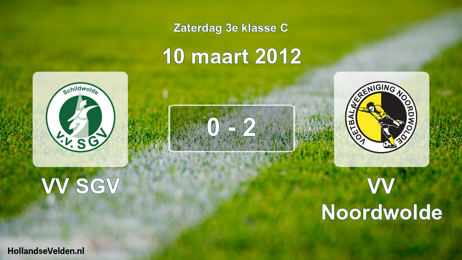 Total number of matches played: VV SGV - VV Noordwolde 0 - 2 (10 March 2012)