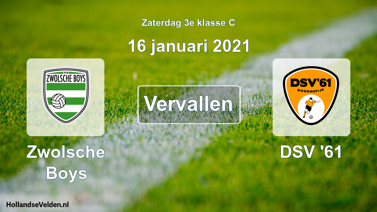 Scheduled Match: Zwolsche Boys - DSV '61 (16 January 2021)