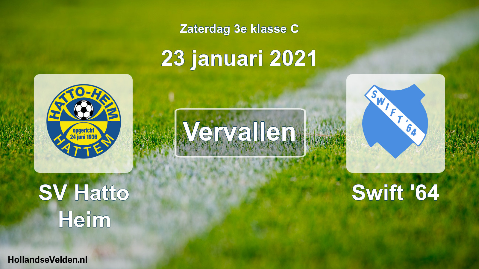 Scheduled Match: SV Hatto Heim - Swift '64 (23 January 2021)