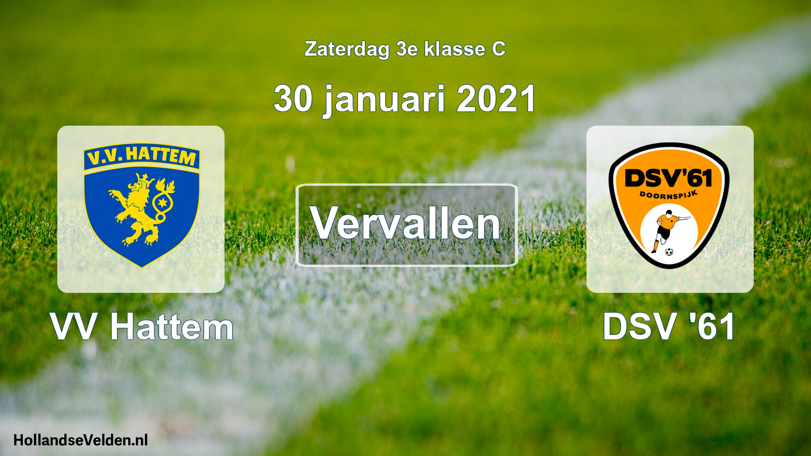 Scheduled Match: VV Hattem - DSV '61 (30 January 2021)