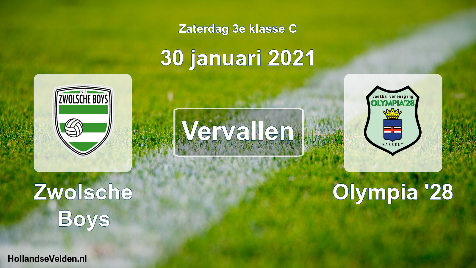 Scheduled Match: Zwolsche Boys - Olympia '28 (30 January 2021)