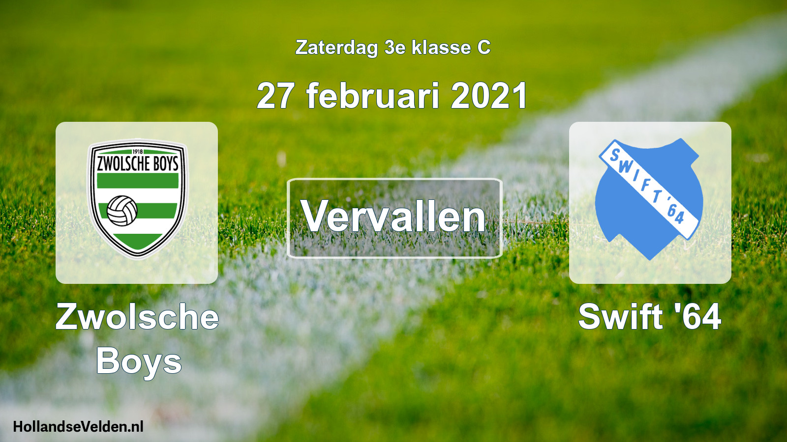 Scheduled Match: Zwolsche Boys - Swift '64 (27 February 2021)