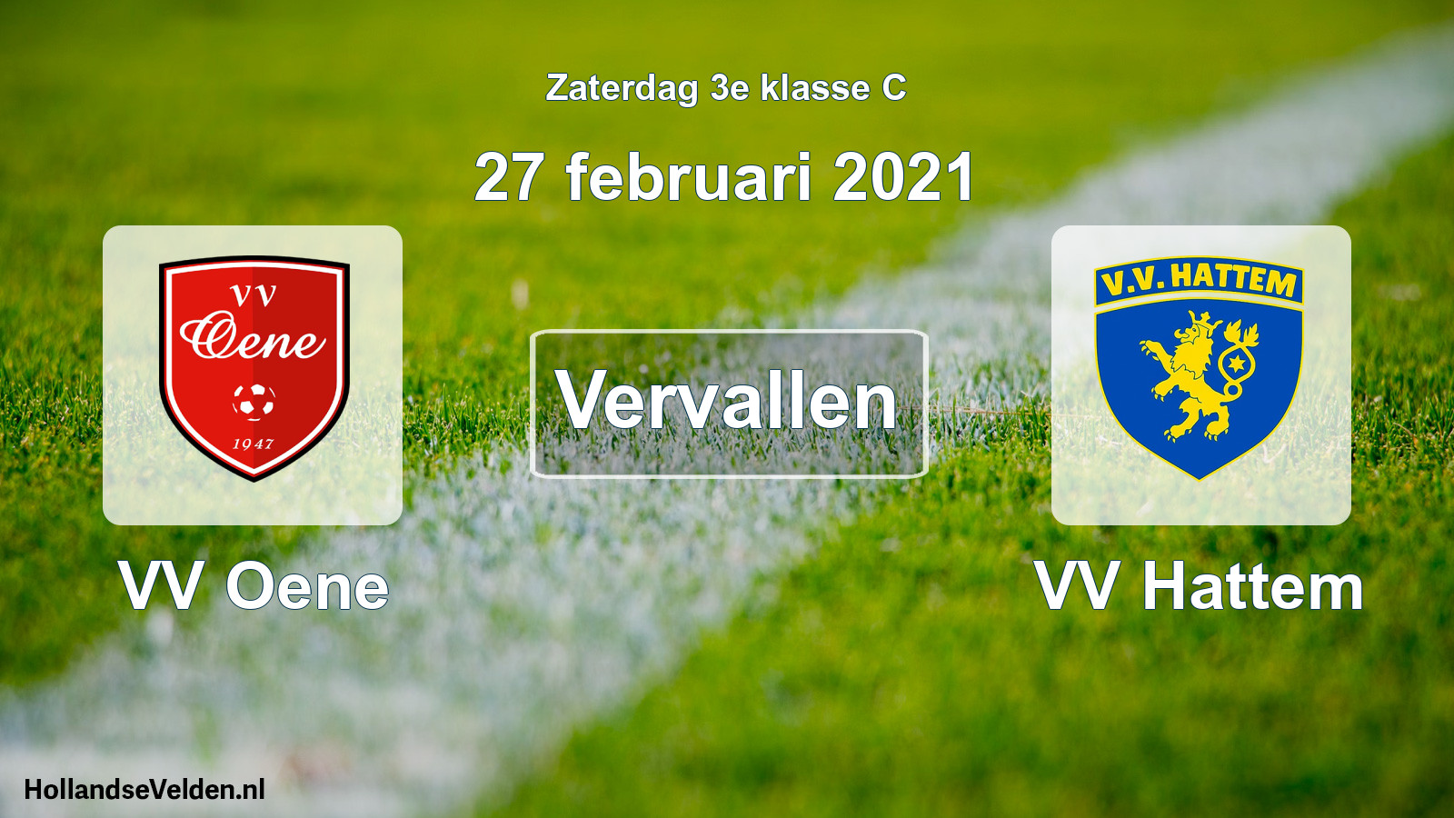 Scheduled Match: VV Oene - VV Hattem (27 February 2021)