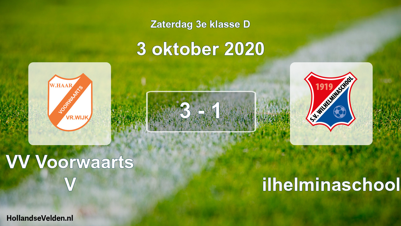 Total number of matches played: VV Voorwaarts V - Wilhelminaschool 3 - 1 (3 October 2020)