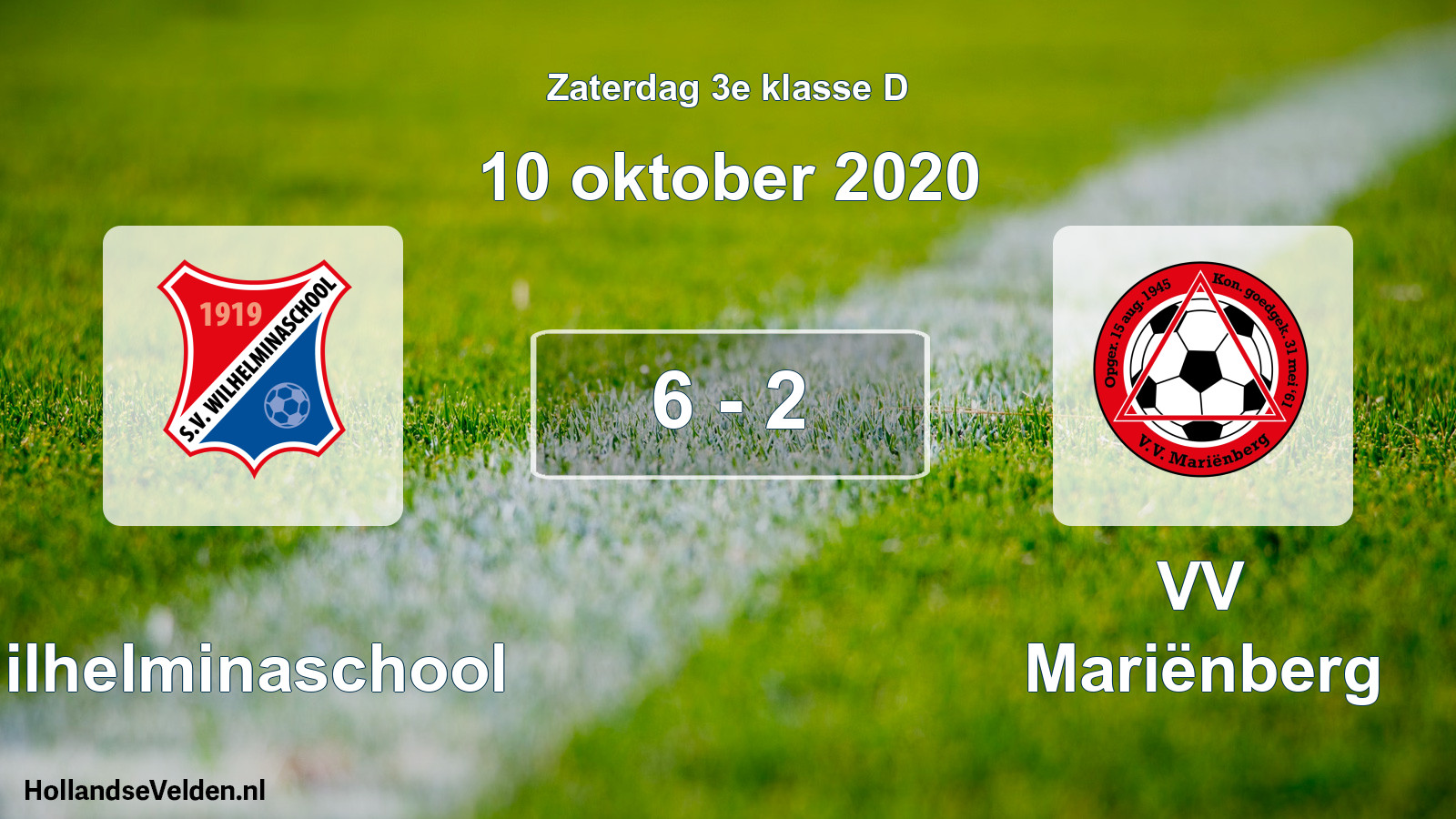 Total number of matches played: Wilhelminaschool - VV Mariënberg 6 - 2 (10 October 2020)