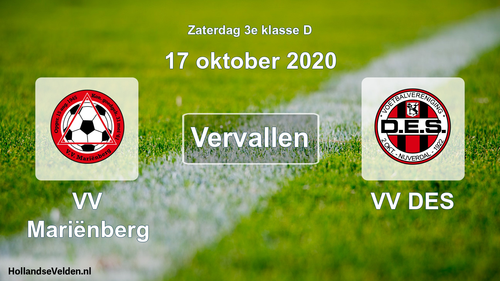 Scheduled Match: VV Mariënberg - VV DES (17 October 2020)