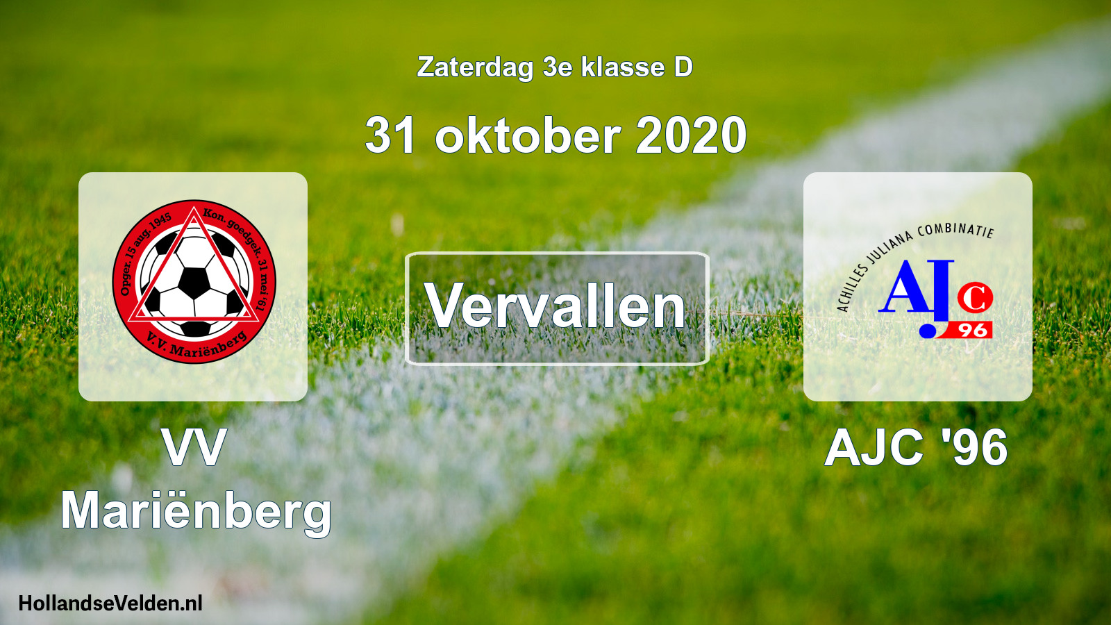 Scheduled Match: VV Mariënberg - AJC '96 (31 October 2020)