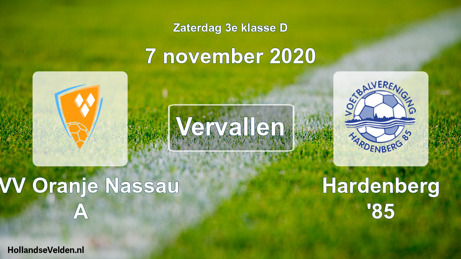 Scheduled Match: CVV Oranje Nassau A - Hardenberg '85 (7 November 2020)