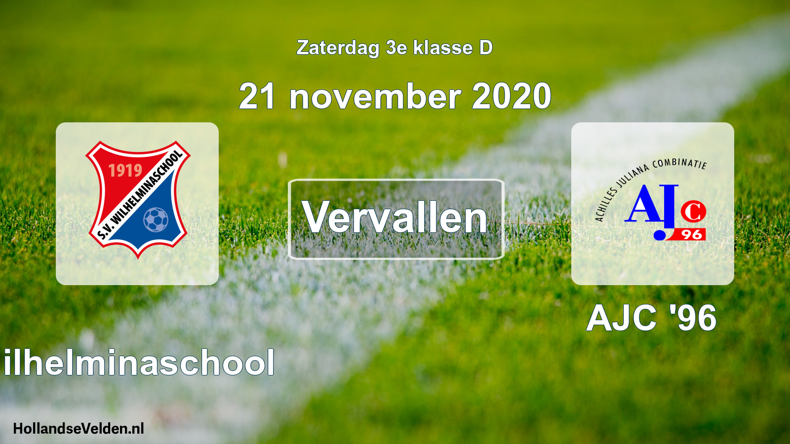 Scheduled Match: Wilhelminaschool - AJC '96 (21 November 2020)