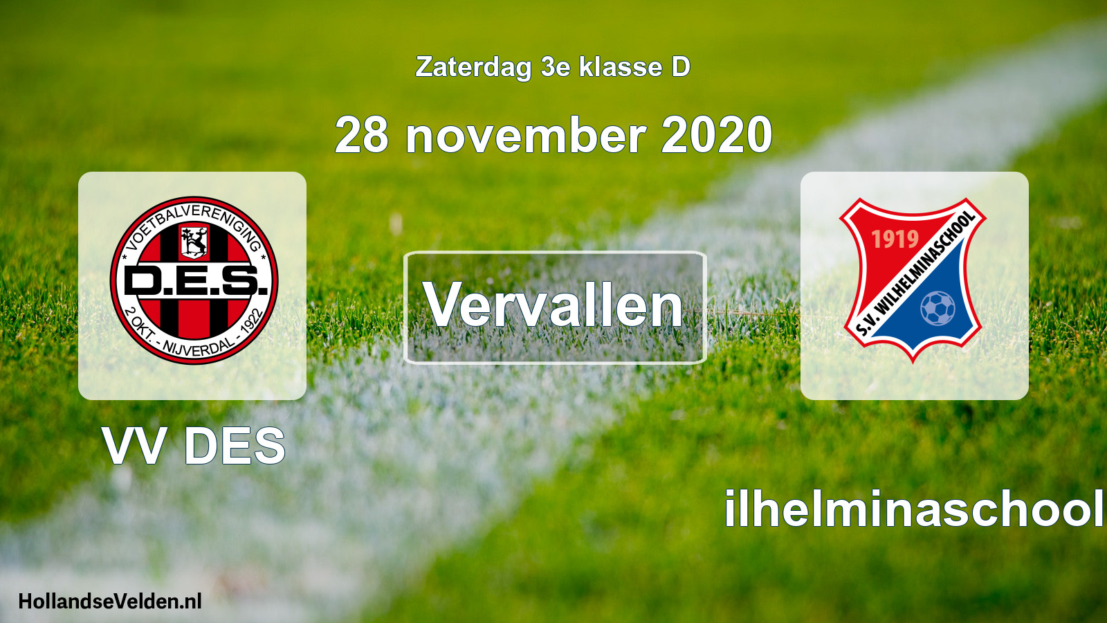 Scheduled Match: VV DES - Wilhelminaschool (28 November 2020)