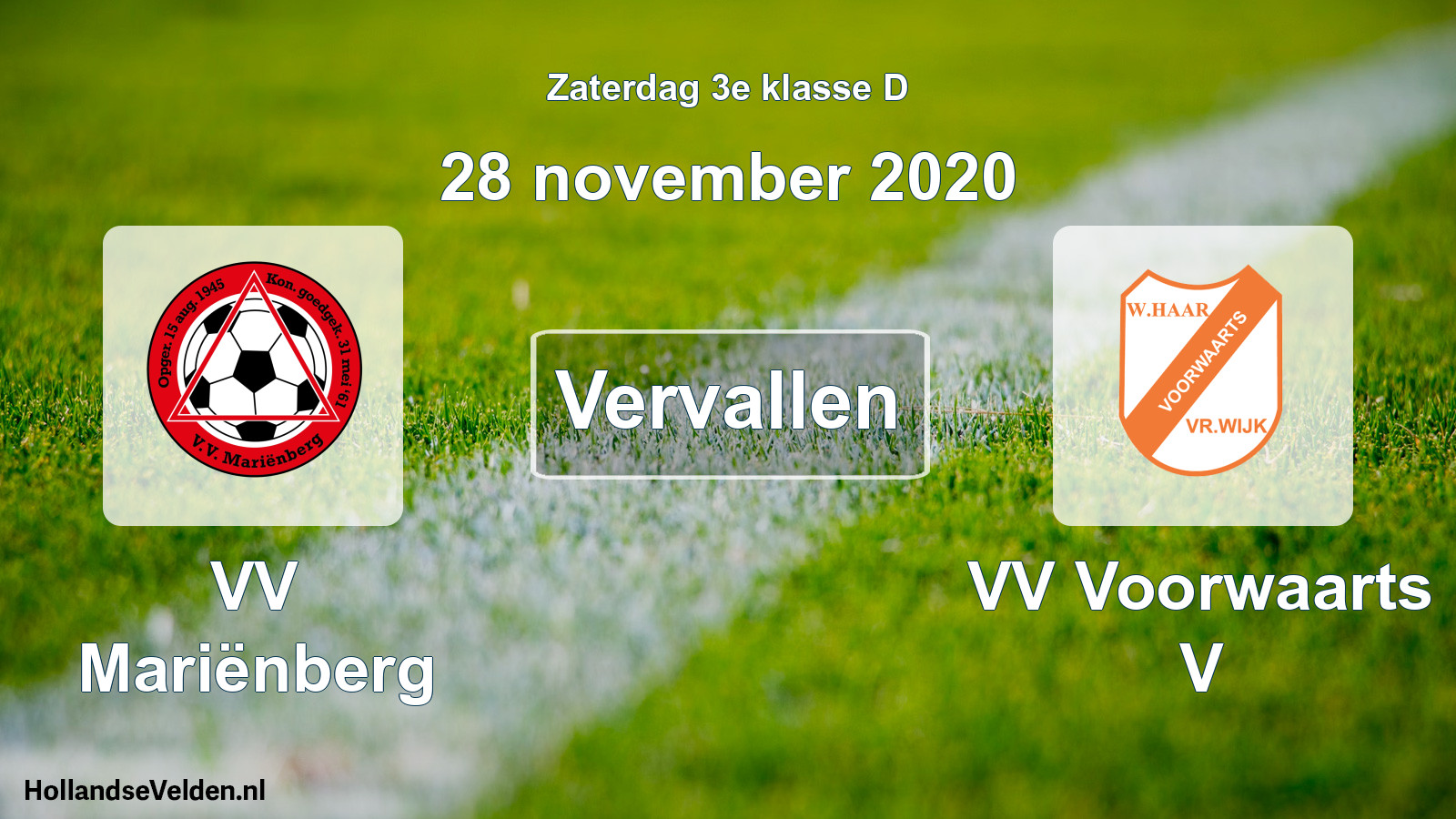 Scheduled Match: VV Mariënberg - VV Voorwaarts V (28 November 2020)