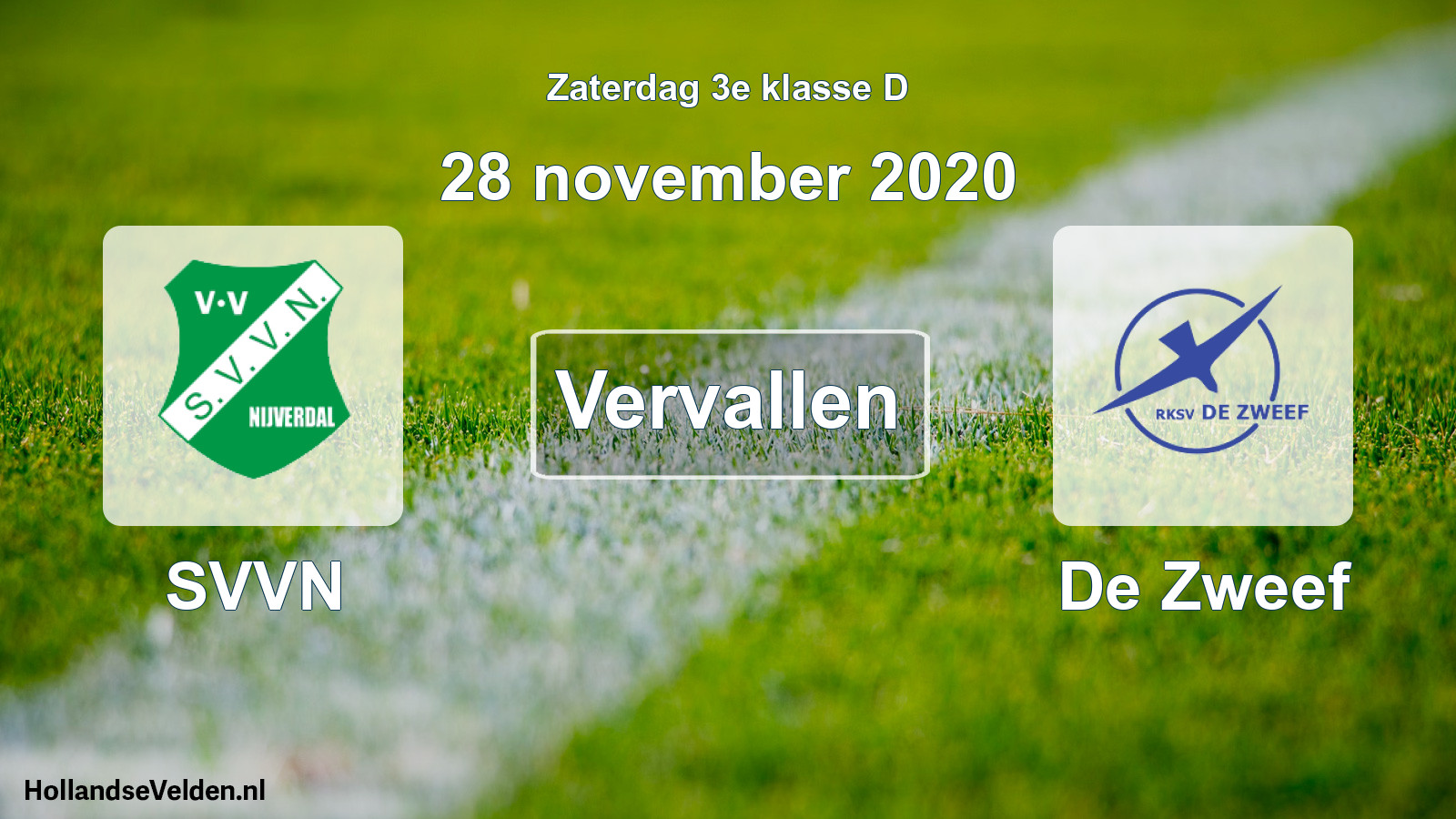 Scheduled Match: SVVN - De Zweef (28 November 2020)