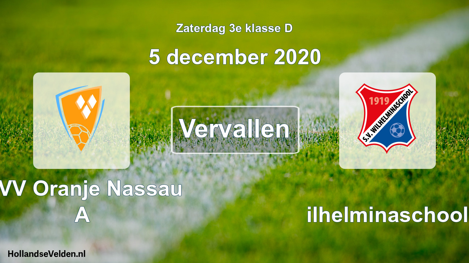 Scheduled Match: CVV Oranje Nassau A - Wilhelminaschool (5 December 2020)