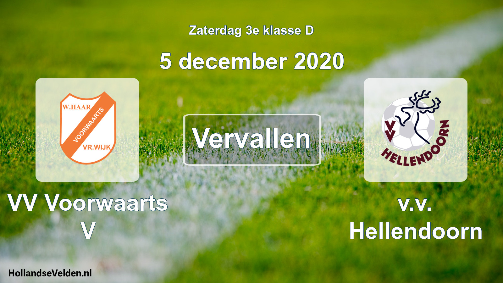 Scheduled Match: VV Voorwaarts V - v.v. Hellendoorn (5 December 2020)