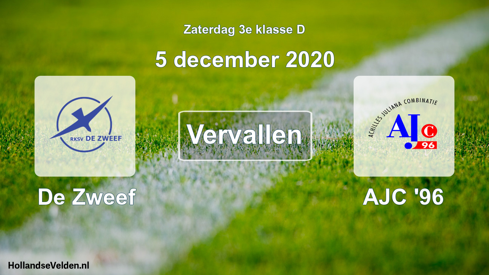 Scheduled Match: De Zweef - AJC '96 (5 December 2020)