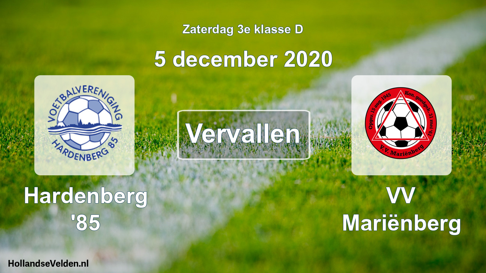 Scheduled Match: Hardenberg '85 - VV Mariënberg (5 December 2020)