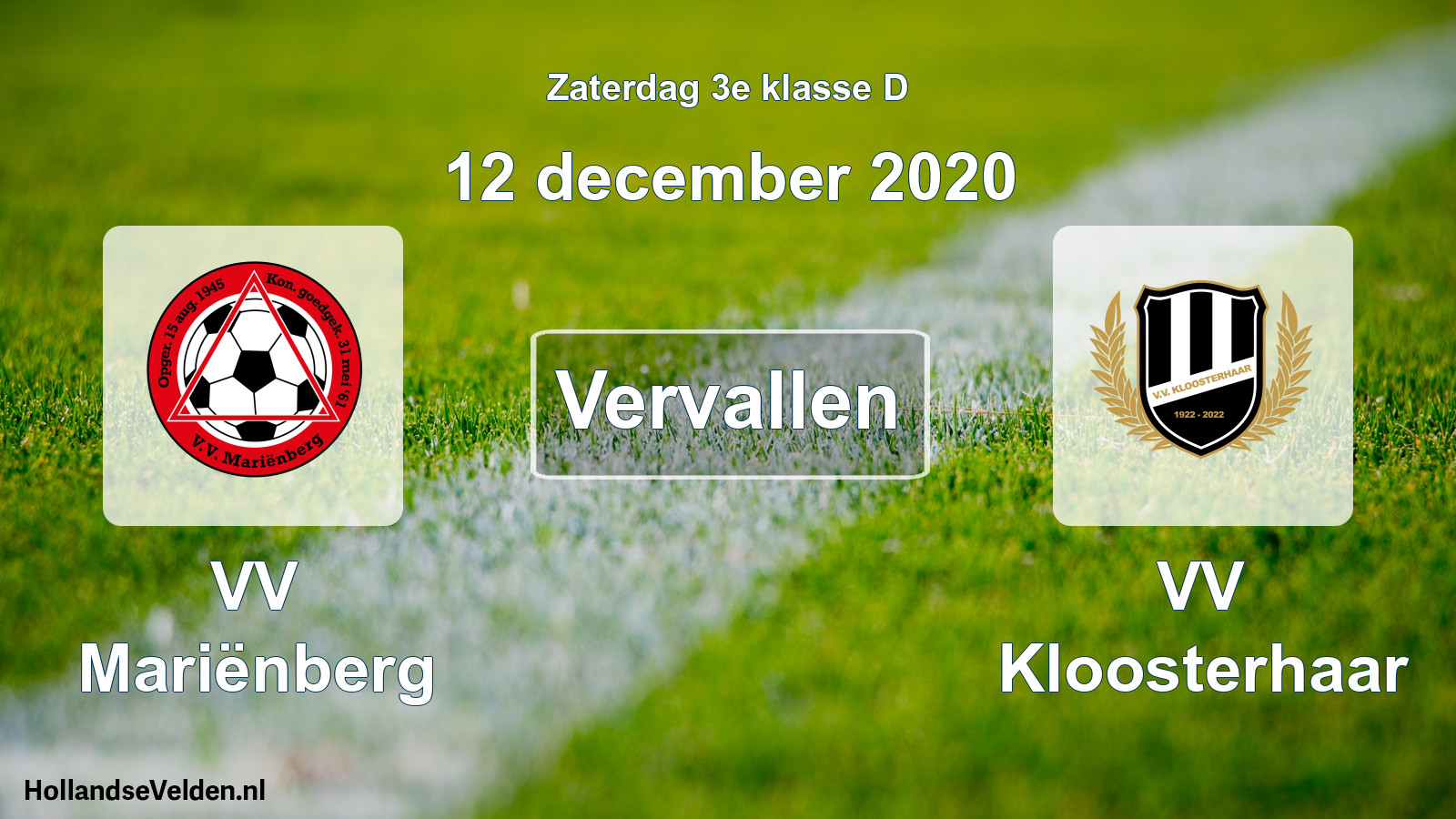 Scheduled Match: VV Mariënberg - VV Kloosterhaar (12 December 2020)