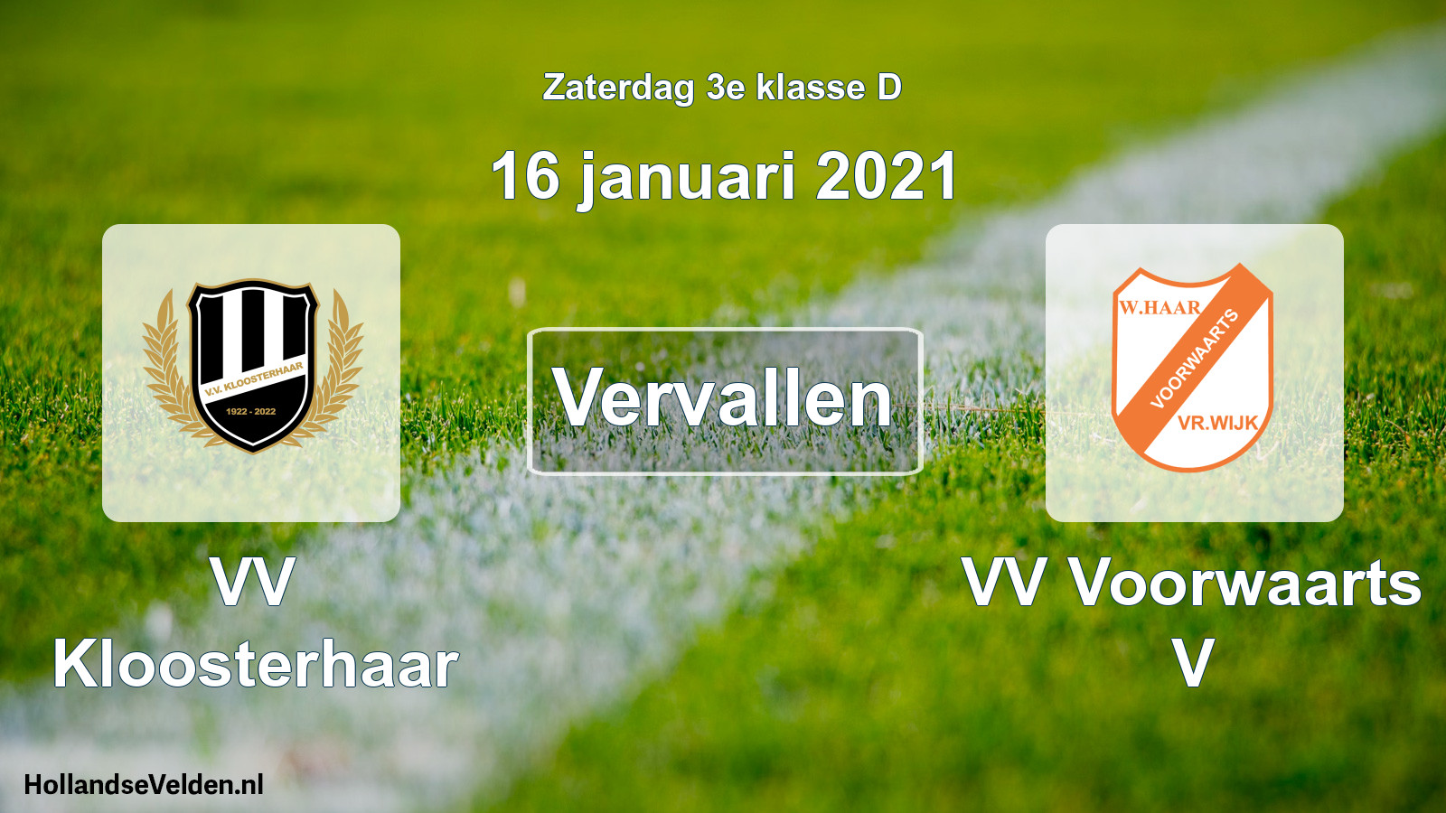 Scheduled Match: VV Kloosterhaar - VV Voorwaarts V (16 January 2021)