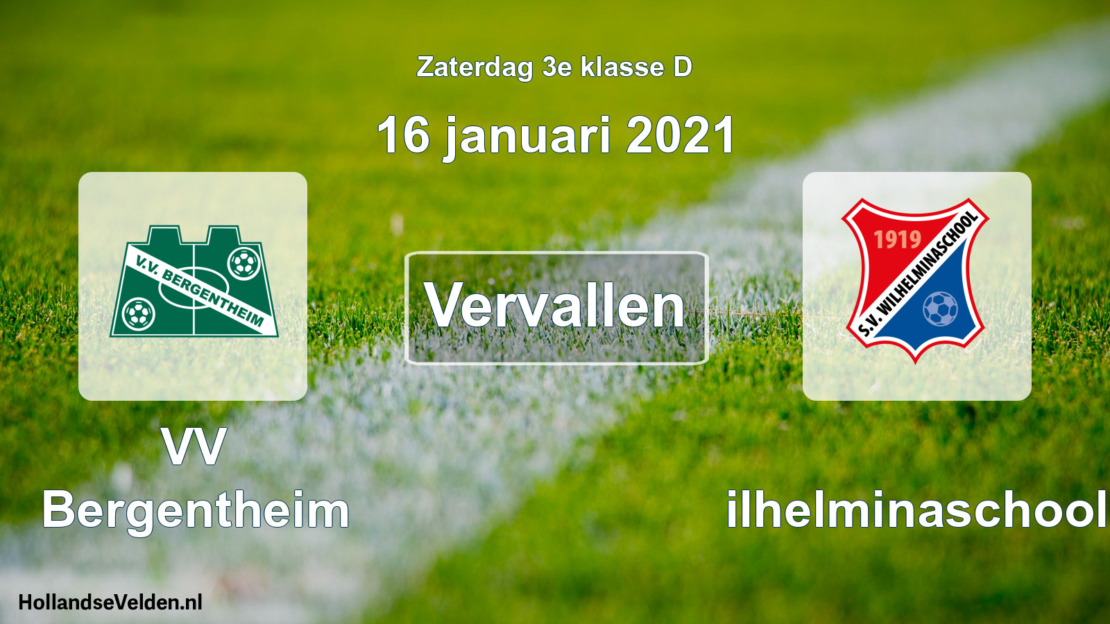 Scheduled Match: VV Bergentheim - Wilhelminaschool (16 January 2021)