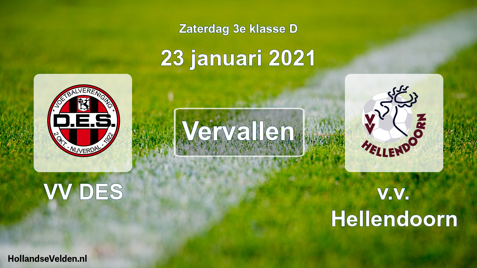 Scheduled Match: VV DES - v.v. Hellendoorn (23 January 2021)