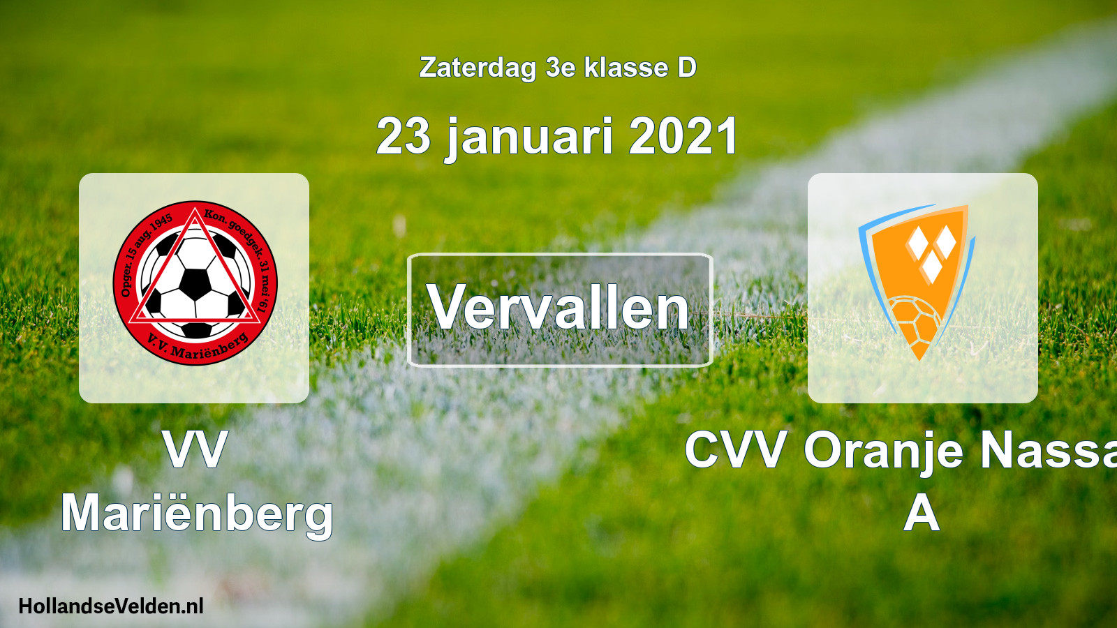 Scheduled Match: VV Mariënberg - CVV Oranje Nassau A (23 January 2021)