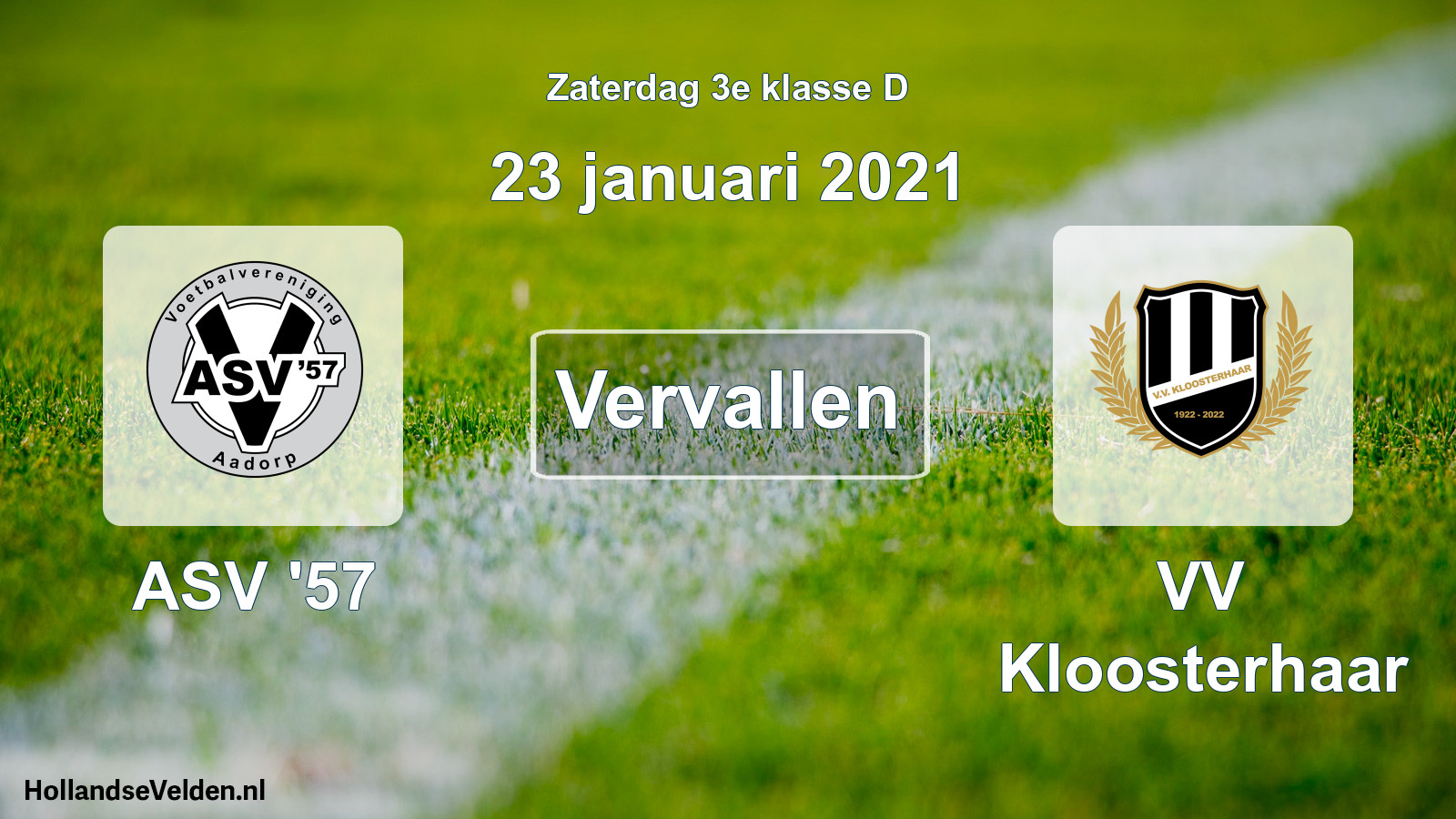 Scheduled Match: ASV '57 - VV Kloosterhaar (23 January 2021)