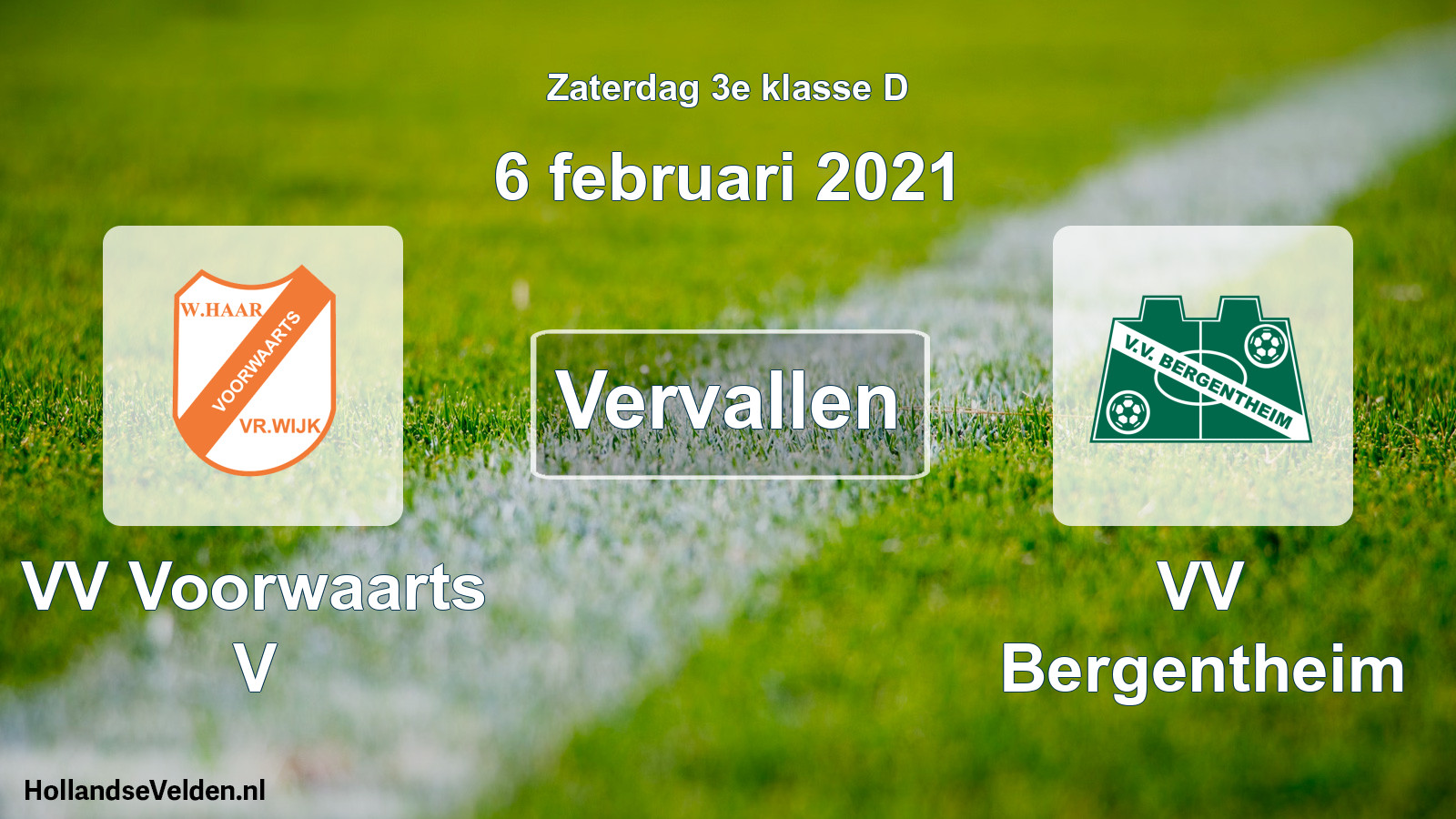 Scheduled Match: VV Voorwaarts V - VV Bergentheim (6 February 2021)