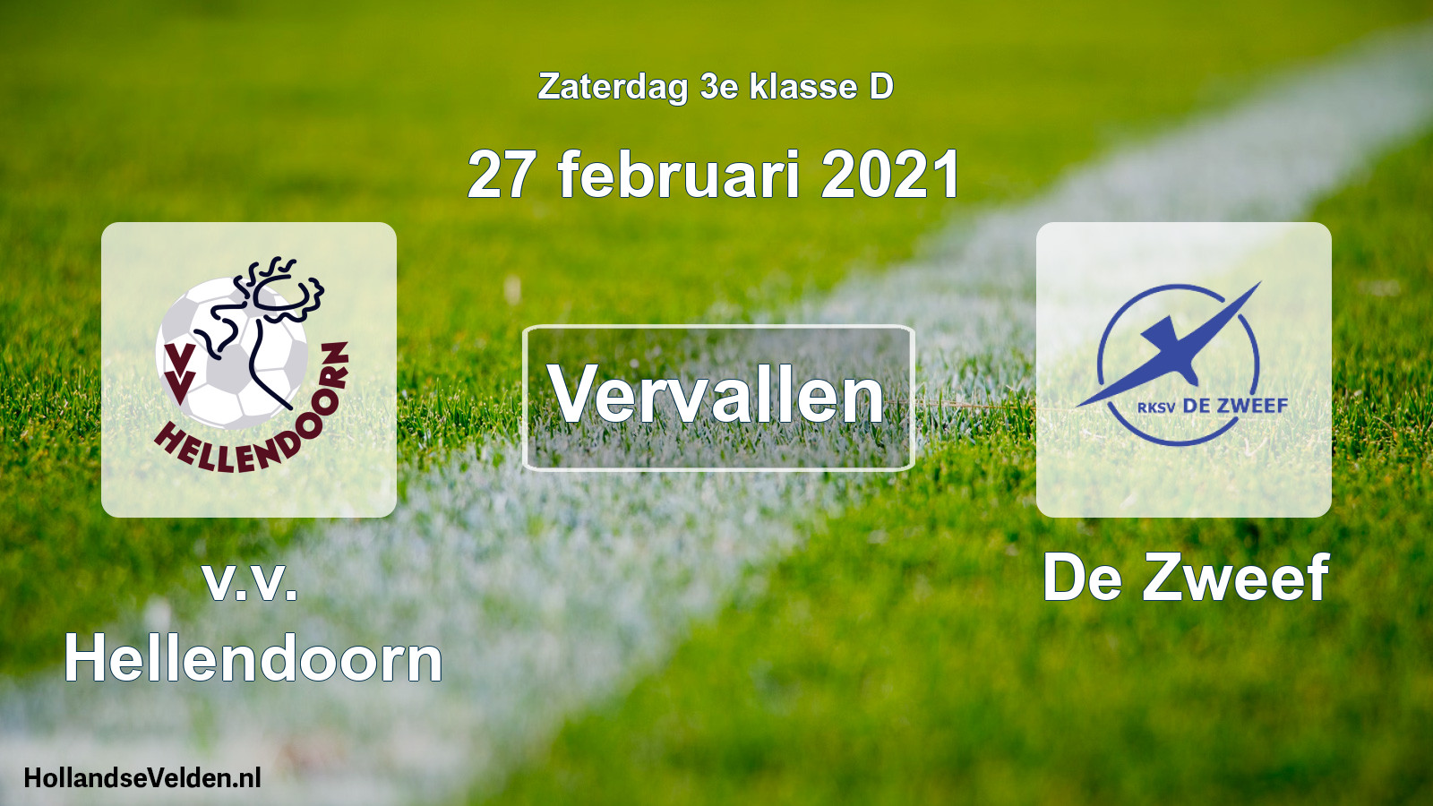 Scheduled Match: v.v. Hellendoorn - De Zweef (27 February 2021)