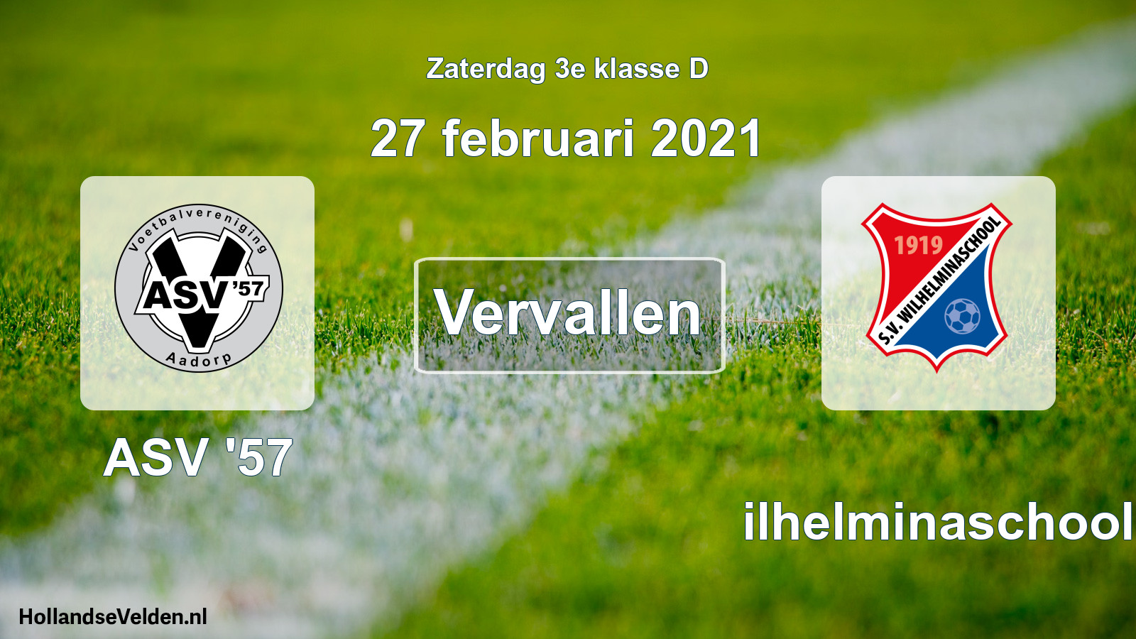 Scheduled Match: ASV '57 - Wilhelminaschool (27 February 2021)