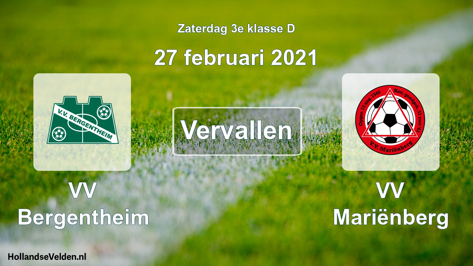 Scheduled Match: VV Bergentheim - VV Mariënberg (27 February 2021)
