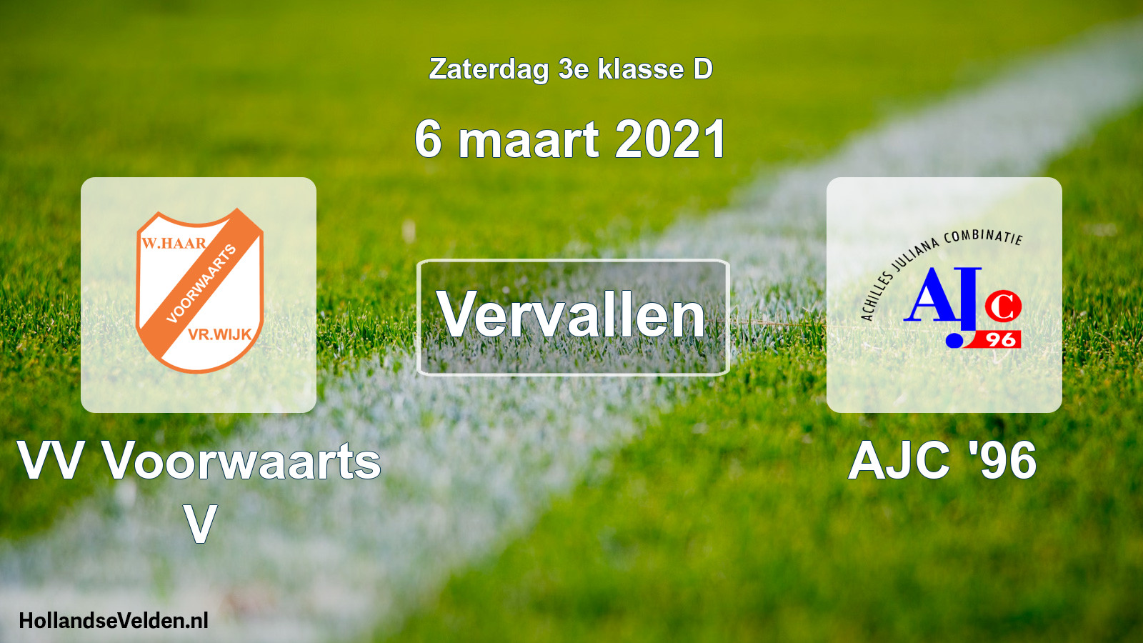Scheduled Match: VV Voorwaarts V - AJC '96 (6 March 2021)