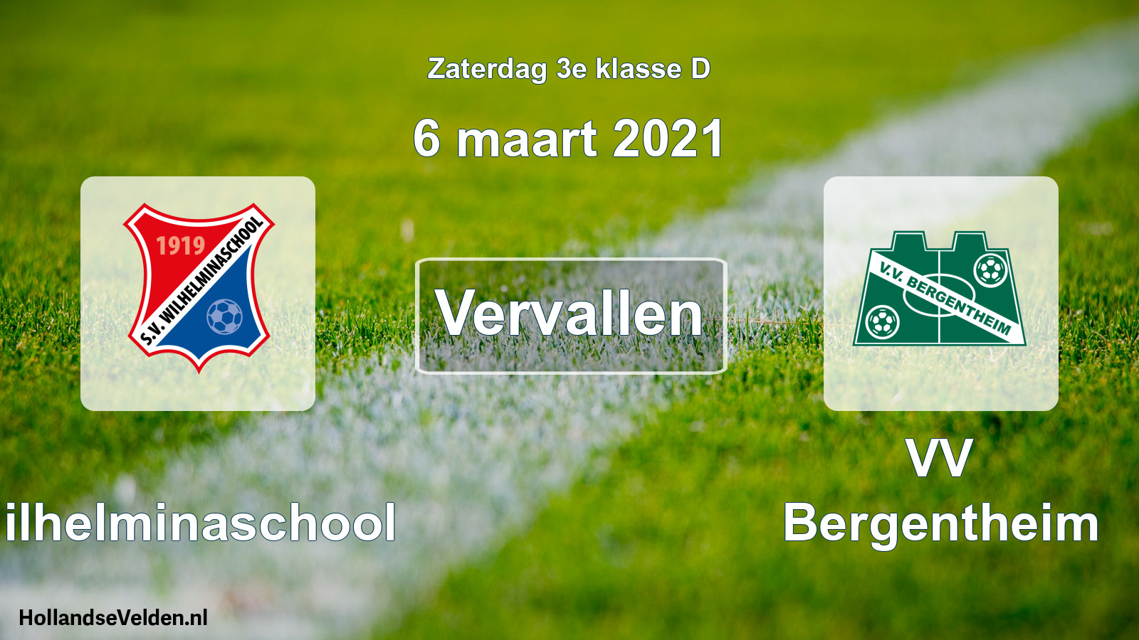 Scheduled Match: Wilhelminaschool - VV Bergentheim (6 March 2021)