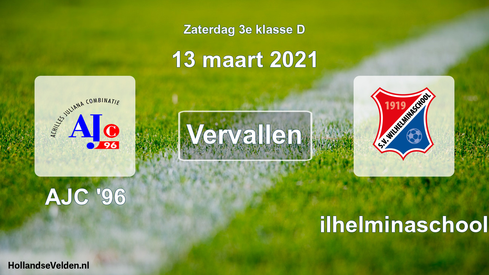 Scheduled Match: AJC '96 - Wilhelminaschool (13 March 2021)