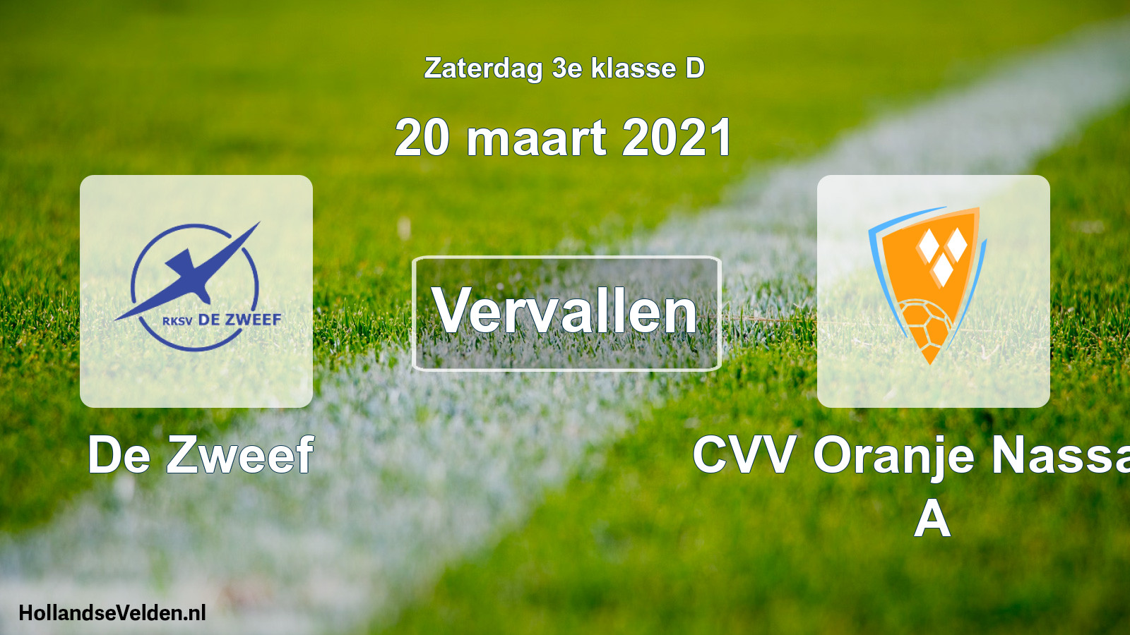 Scheduled Match: De Zweef - CVV Oranje Nassau A (20 March 2021)