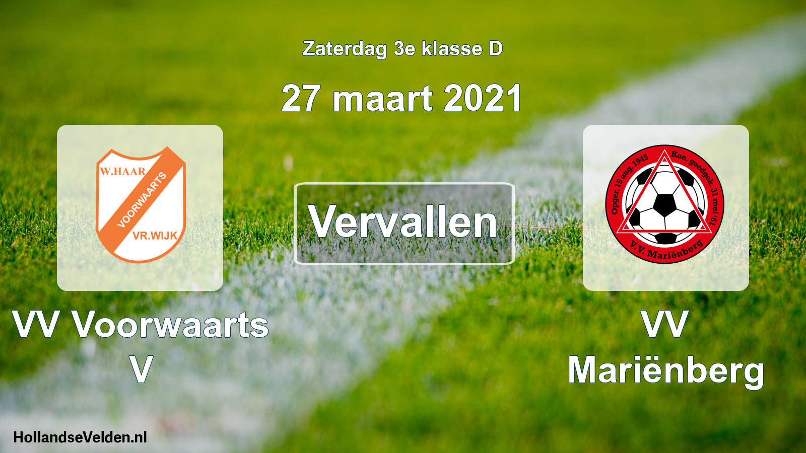 Scheduled Match: VV Voorwaarts V - VV Mariënberg (27 March 2021)