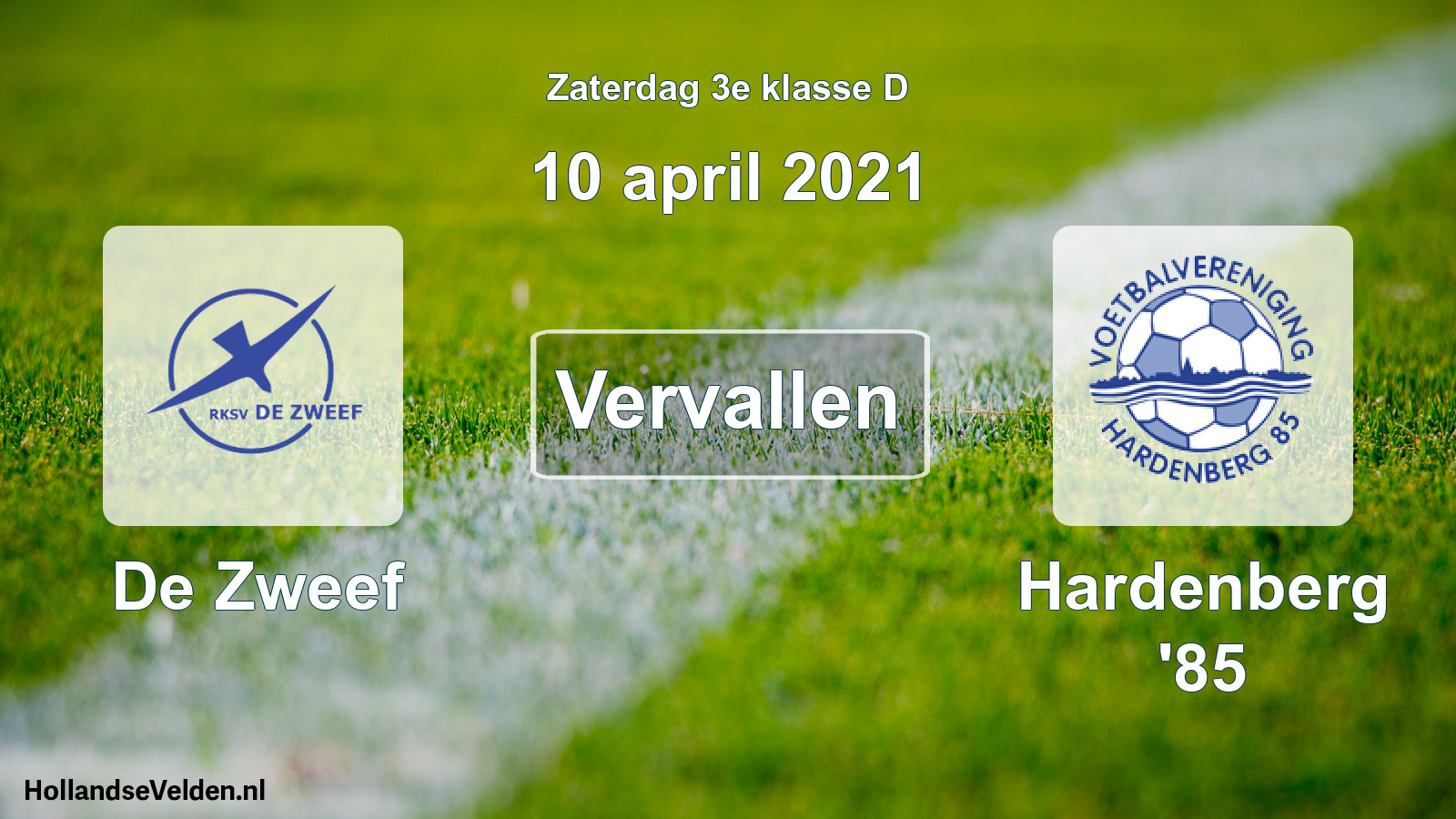 Scheduled Match: De Zweef - Hardenberg '85 (10 April 2021)