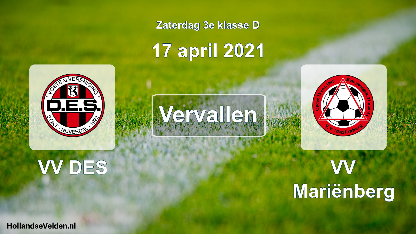 Scheduled Match: VV DES - VV Mariënberg (17 April 2021)