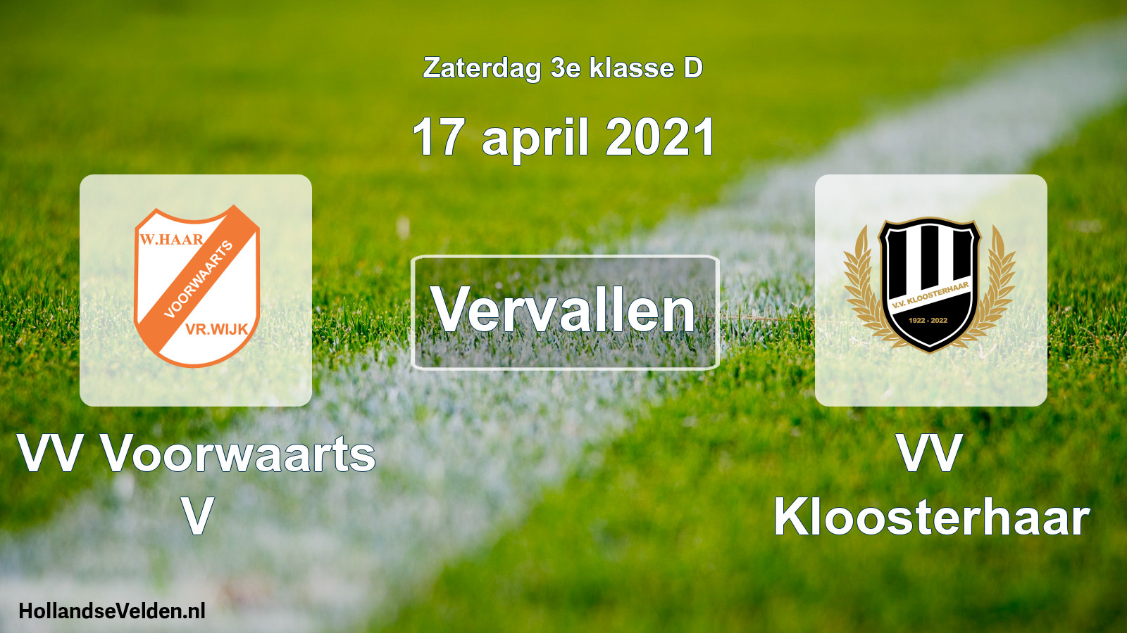 Scheduled Match: VV Voorwaarts V - VV Kloosterhaar (17 April 2021)