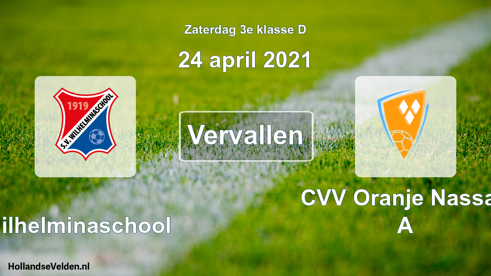 Scheduled Match: Wilhelminaschool - CVV Oranje Nassau A (24 April 2021)