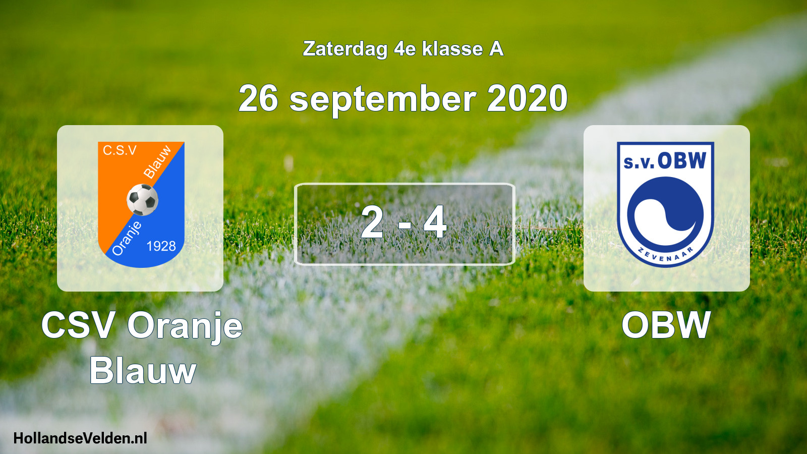 Total number of matches played: CSV Oranje Blauw - OBW 2 - 4 (26 September 2020)
