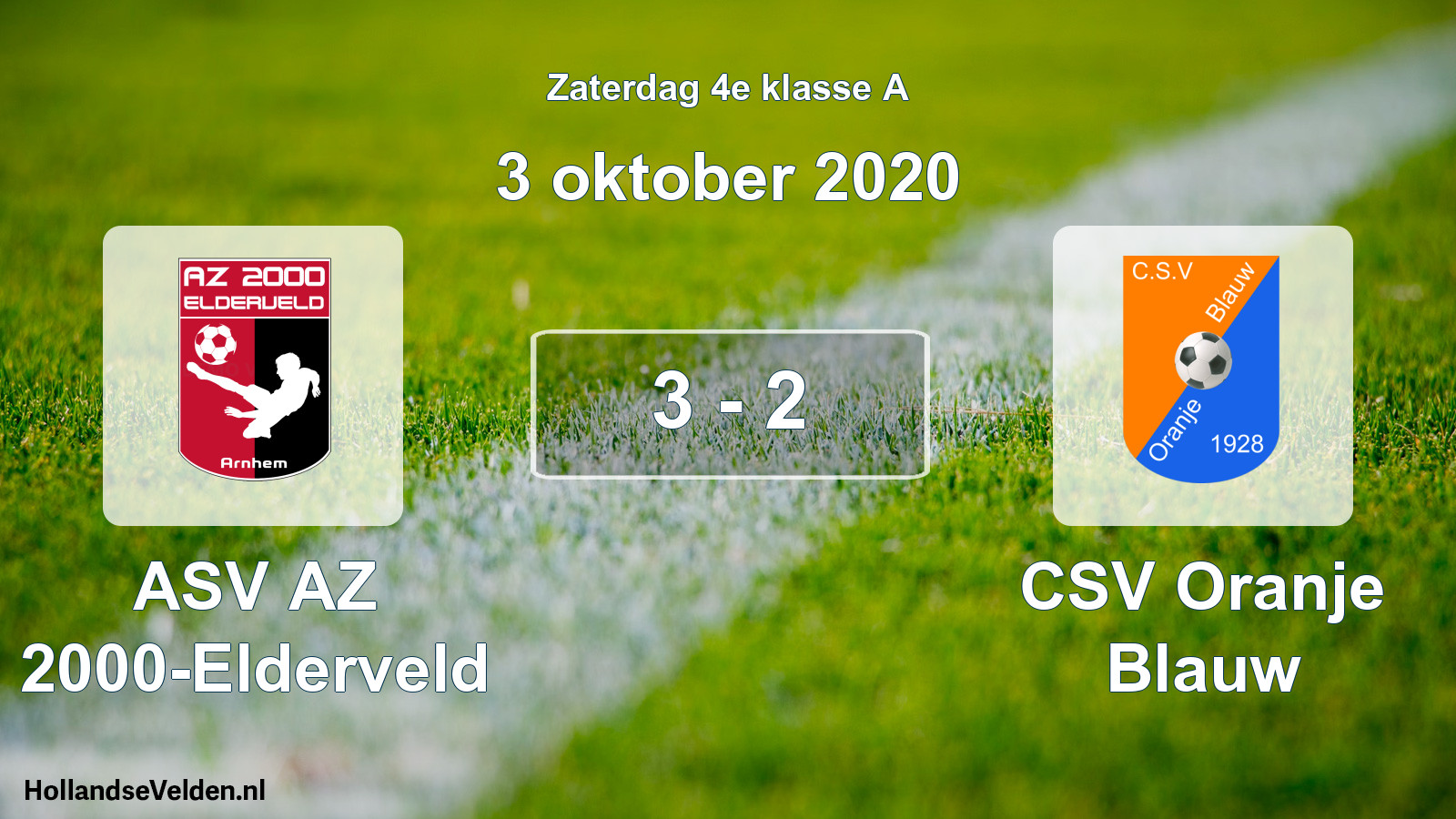 Total number of matches played: ASV AZ 2000-Elderveld - CSV Oranje Blauw 3 - 2 (3 October 2020)