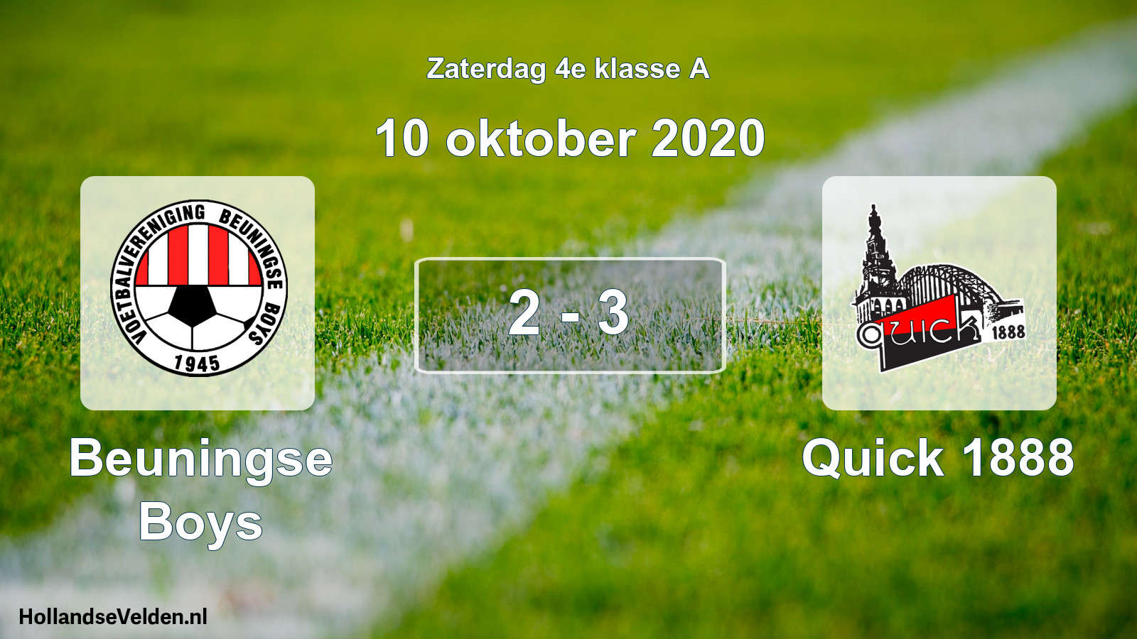 Total number of matches played: Beuningse Boys - Quick 1888 2 - 3 (10 October 2020)