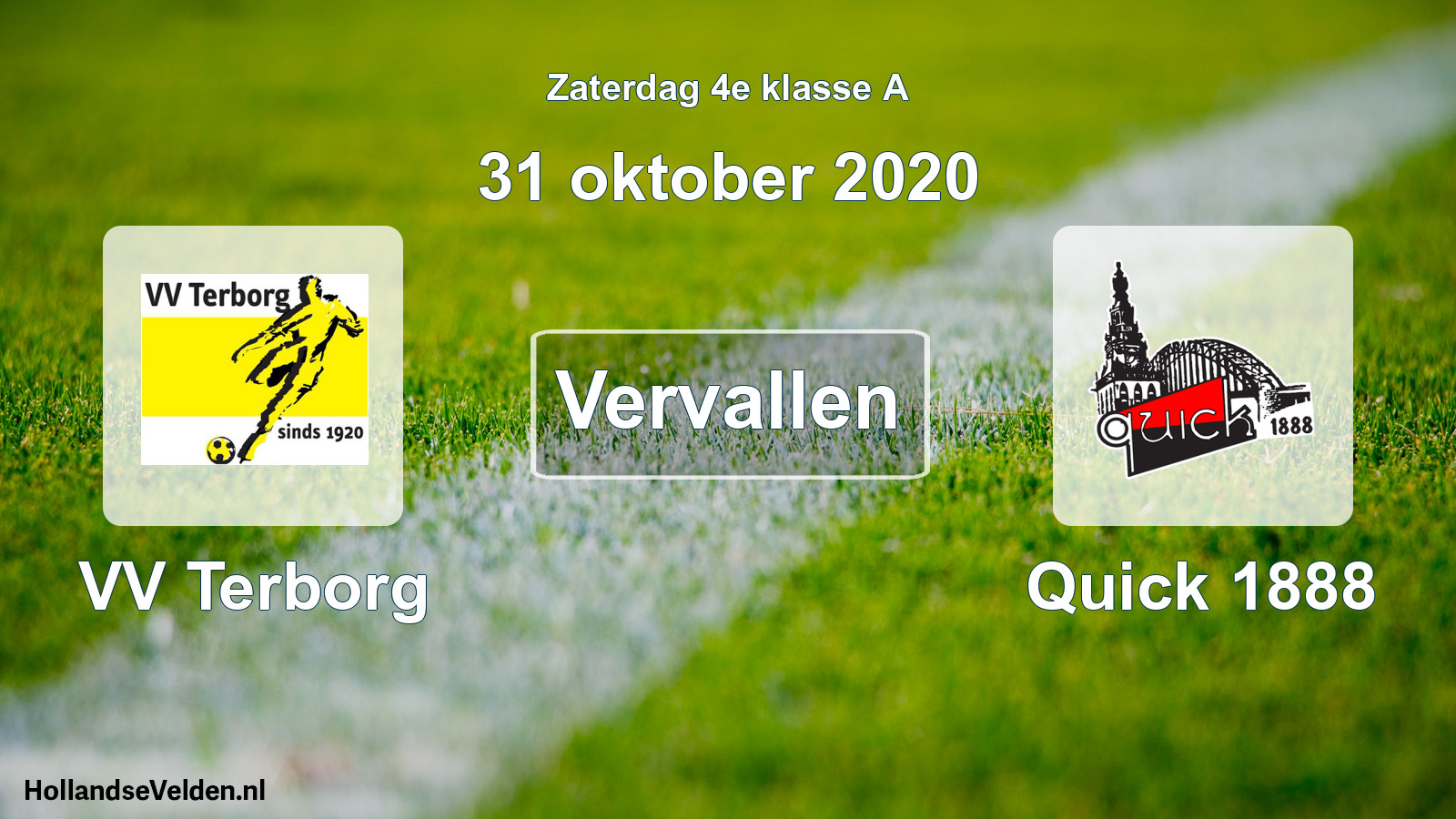 Scheduled Match: VV Terborg - Quick 1888 (31 October 2020)