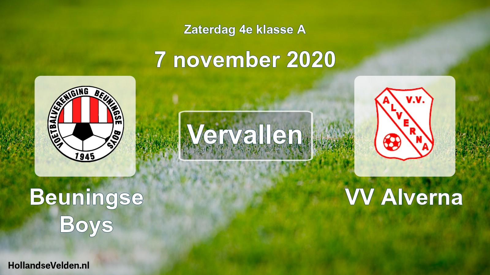 Scheduled Match: Beuningse Boys - VV Alverna (7 November 2020)