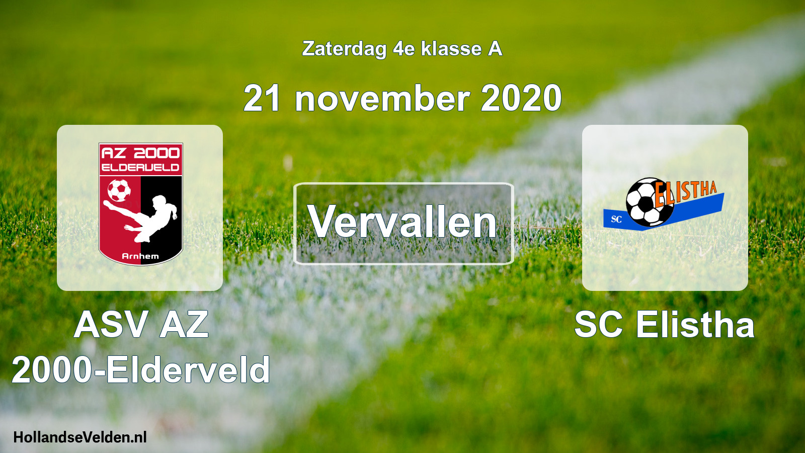 Scheduled Match: ASV AZ 2000-Elderveld - SC Elistha (21 November 2020)