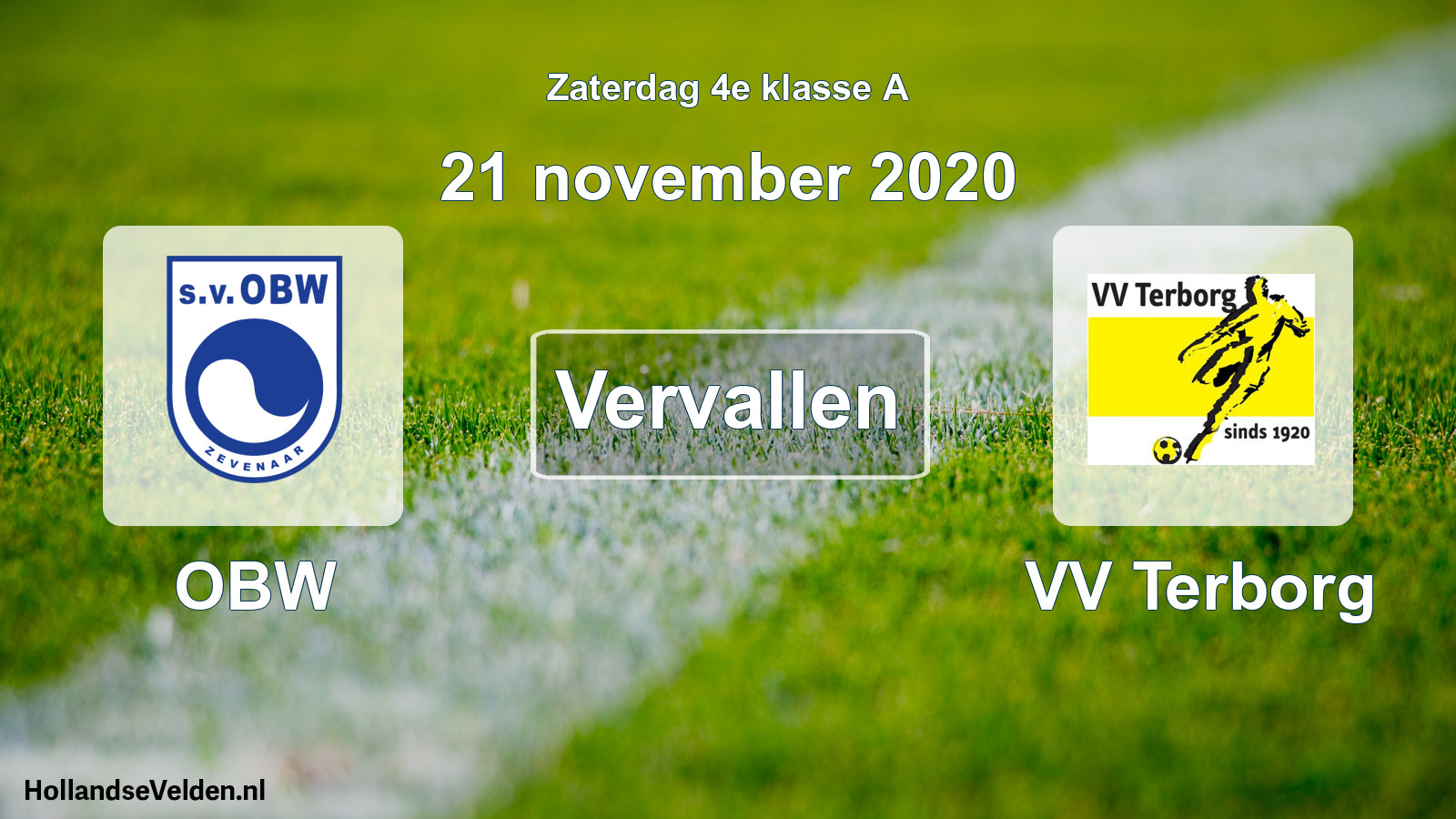 Scheduled Match: OBW - VV Terborg (21 November 2020)
