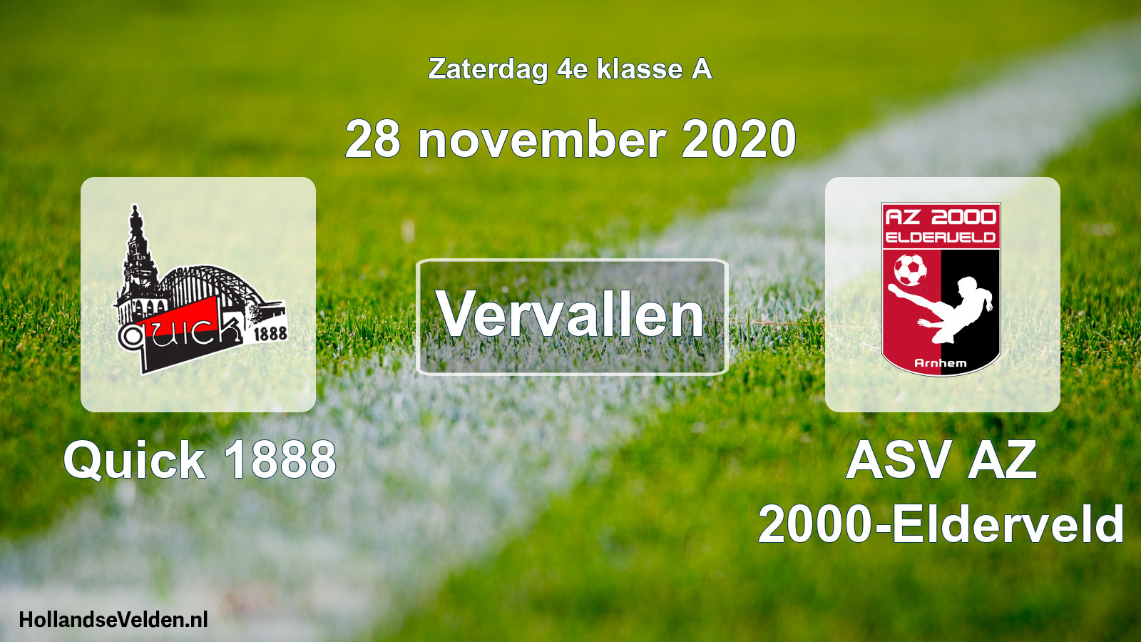 Scheduled Match: Quick 1888 - ASV AZ 2000-Elderveld (28 November 2020)