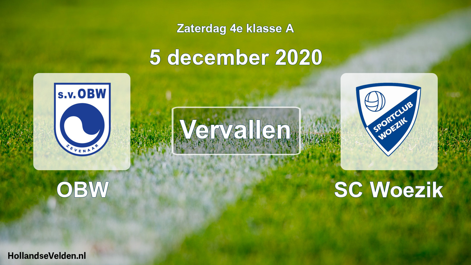 Scheduled Match: OBW - SC Woezik (5 December 2020)