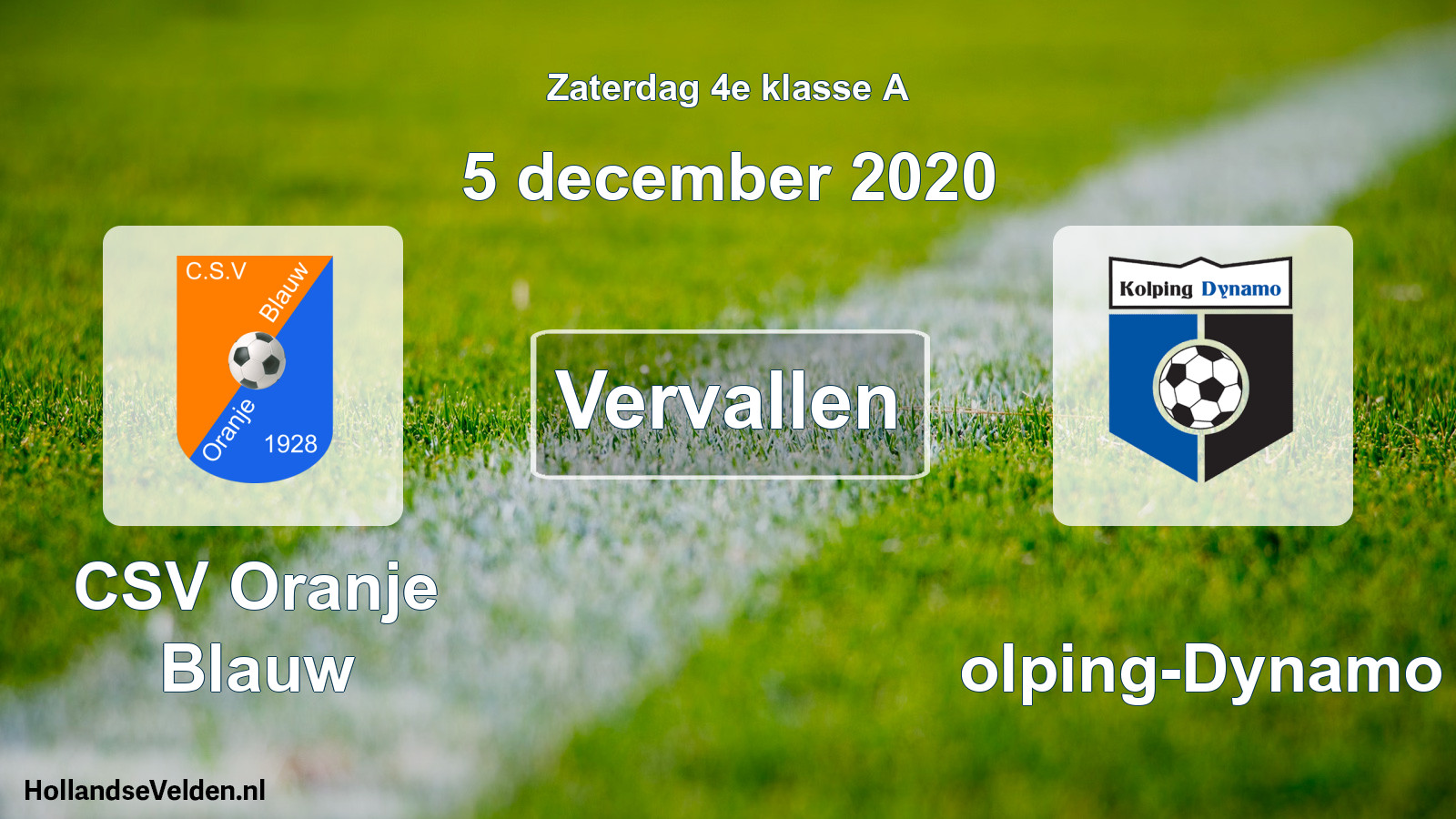Scheduled Match: CSV Oranje Blauw - Kolping-Dynamo (5 December 2020)